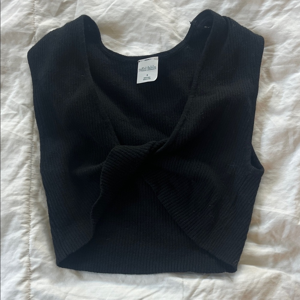 Wild Fable Black Twist Front Crop Top